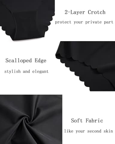 FINETOO Seamless Underwear for Women High Waisted Panties Scalloped Edge Sexy Cheeky Bikini No Show Briefs S-XXL 5 Pack - Image 4