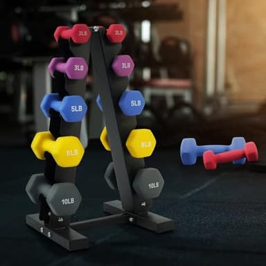 Fitvids Neoprene Dumbbell Set with Rack, 5/8/12LB Pairs, 50LB Set with Rack - Image 6
