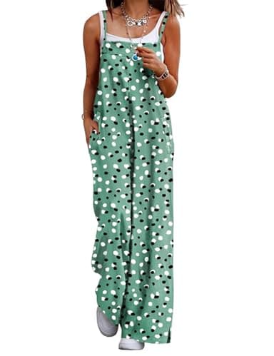 YESNO Women's Summer Casual Jumpsuits Wide Leg Overalls Floral Print Baggy Rompers with Pocket 2XL PZZCR 394 - Image 1