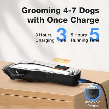 FuzzyFix Dog Clippers for Grooming for Thick Heavy Coats, Professional Low Noise Dog Grooming Clippers Supplies Kit Rechargeable Stainless Steel Hair Trimmer with Ceramic Blade for Dogs Cats Pet - Image 3