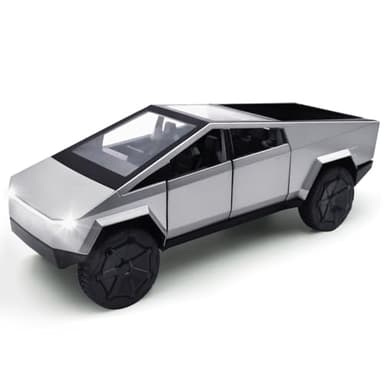 Truck Toy Model: 1/32 Diecast Metal Toy Trucks with Lights and Sounds, Mini Vehicles Toys for Boys, Ages 3 and Up (Silver) - Image 1