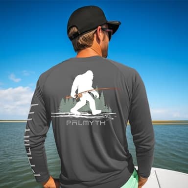 Palmyth Fishing Shirts for Men Long Sleeve UPF 50+ T Shirt Sun Protection Tee (Charcoal/Bigfoot Fishing, 2XL) - Image 4