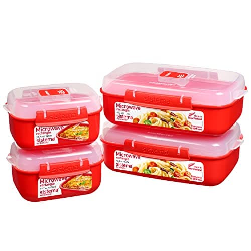 Sistema Microwave Food Storage Containers with Steam Release Vent, Dishwasher Safe Red - Image 1