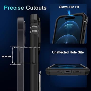 DEERLAMN Case for iPhone 15 with Slide Camera Cover + Screen Protector (2 Packs), Rotated Ring Kickstand Military Grade Shockproof Protective Cover-Black - Image 6
