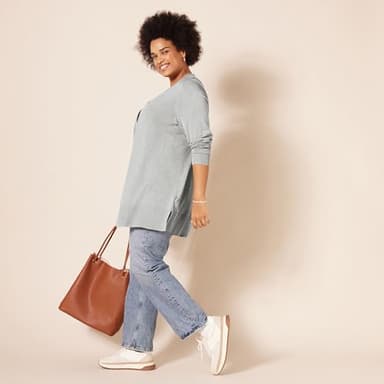 Amazon Essentials Women's Lightweight Open-Front Cardigan Sweater (Available in Plus Size), Light Grey Heather, Large - Image 8