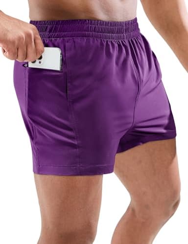 MIER Men's Quick Dry Running Athletic Shorts 3 Inch with Pockets Gym Sport Workout Fitness Shorts, Dark Purple, S - Image 2