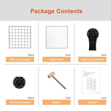 AWTATOS 6 Cube Storage Wire Closet Organizers DIY Stackable Storage Shelves Bookcase Cabinet for Home Office, Black - Image 7