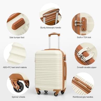 Coolife Luggage Set 3 Piece Luggage Set Carry On Suitcase Hardside Luggage with TSA Lock Spinner Wheels(Navy, 3 piece set (BP/TB/20)) - Image 3