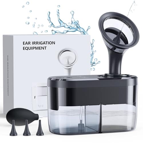 Ear Wax Removal Kit Tool Ear Cleaner Earwax Removal Kit Ear Irrigation Flushing System Ear Wax Headphones Ear Cleaning Kit with One-Piece Tank, 4 Pressure Levels HSA FSA Eligible Items List Grey - Image 1