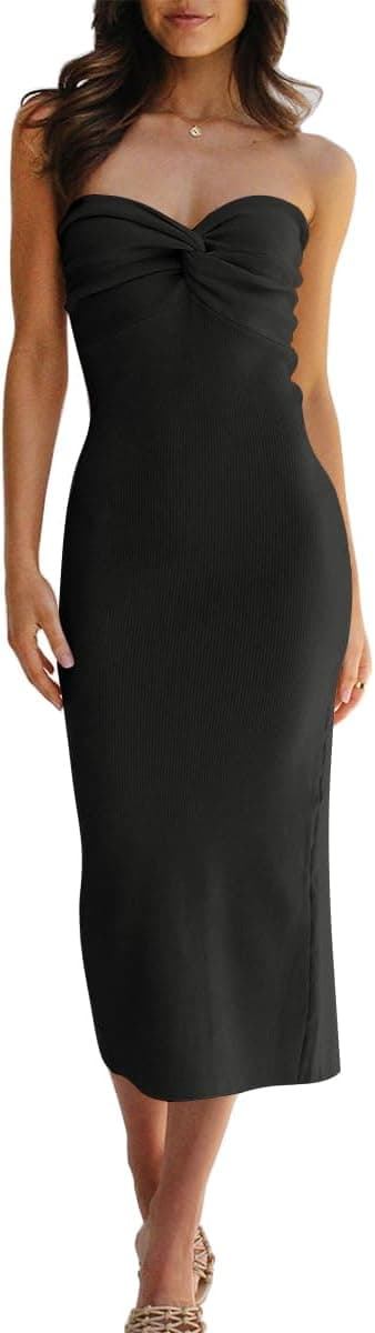 LILLUSORY Knitted Dresses Twisted Front Bodycon Dress with Back Slit - Image 2