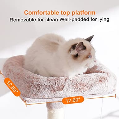 Heybly Cat Tree with Toy, Cat Tower condo for Indoor Cats, Cat House with Padded Plush Perch, Cozy Hammock and Sisal Scratching Posts, Muchroom HCT004MU - Image 7