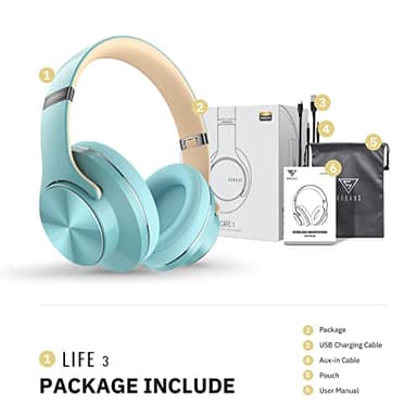 DOQAUS Bluetooth Headphones Over Ear, 90H Playtime Wireless, 3 EQ Modes, HiFi Audio & Deep Bass, ENC Noise Isolating Mic, Soft Earpads for Phone/PC - Image 8
