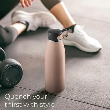 SipX™ Triple-Insulated Stainless Steel Water Bottle - 32oz. With Cover Lid, BPA-Free Reusable Insulated Water Bottle Keeps Cold For 24 Hours, (Pink) - Image 8