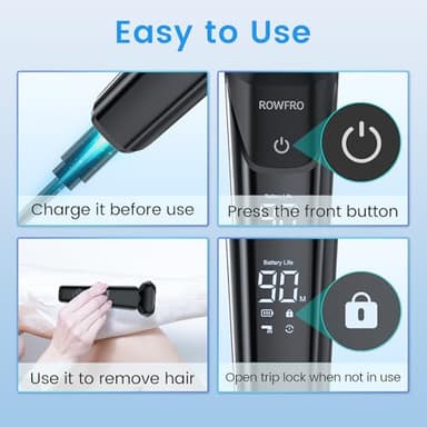 Electric Razors for Women, Facial Hair Removal, Bikini Trimmer, Rechargeable Womens Electric Shaver for Legs, Face, Lips Hairs, Wet and Dry Shaving, Type-C Fast Charging, LED Display - Image 6