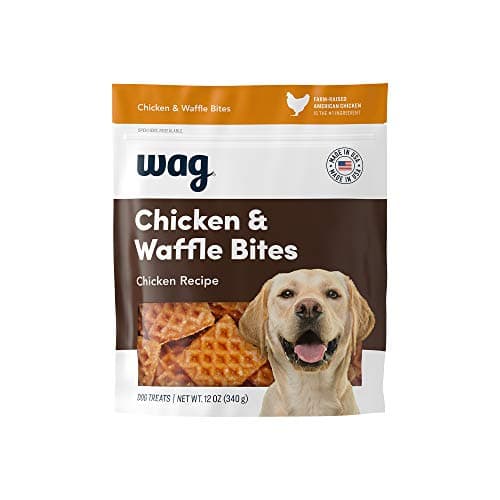 Amazon Brand - Wag Dog Treats, Chicken and Waffle Bites, 12 oz Resealable Pack of 1 - Image 1