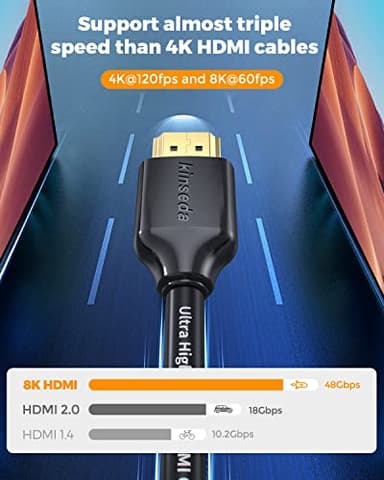 8K HDMI Cable, Ultra High Speed 48Gbps HDMI Code 3ft Supports to 4K@120Hz 8K@60Hz, Dynamic HDR, HDCP 2.2 & 2.3, eARC and Compatible with Roku TV, PS5, Blue-ray Player, RTX3080/3090 Graphics Cards,etc - Image 3
