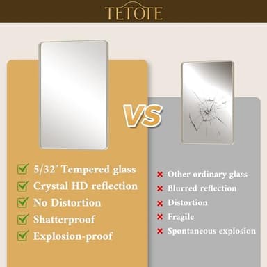 TETOTE Brushed Nickel Mirror 24 x 32 Inch Brushed Nickel Metal Framed Bathroom Mirror, Tempered Glass, Modern Farmhouse Wall Mounted Mirror for Decorative(Horizontal/Vertical) - Image 4
