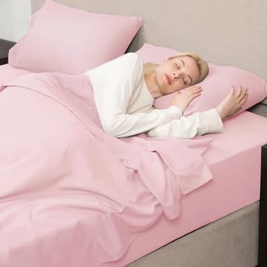 Mejoroom Queen Size Sheet Set - Hotel Luxury 1800 Bedding Sheets & Pillowcases - Deep Pocket Fitted Sheet, Soft, Breathable, Wrinkle & Fade Resistant - 4 Piece (Queen, Blush Pink) - Image 6