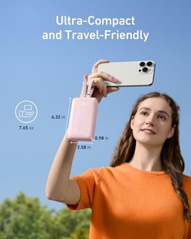 Anker Zolo Power Bank, 10,000mAh 30W Max Fast Portable Charger with Built-in USB-C and MFi Certified Lightning Cables, USB-C&A, Battery Pack for iPhone 16/15 Series, MacBook, Galaxy (Black) - Image 6