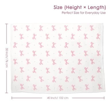 Bow Baby Blankets for Girls, Soft Nursery Minky Blankets with Muslin and Dotted Fleece Back 30x40 inches, Receiving Bed Quilt for Newborn, Infants, Toddlers - Image 3