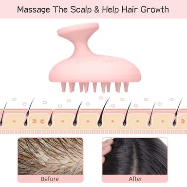 SHINLEA Silicone Scalp Massager Shampoo Brush, Head Scrubber with Soft Bristles for Hair Growth, Scalp Exfoliator for Dandruff Removal, Wet Dry Hair Brush for Scalp Care, Pink - Image 5