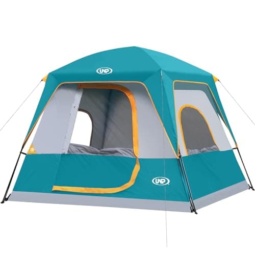 UNP 4-Person Tent, Portable Cabin Tent, Camping Tent 4-Person Easy Set Up, Waterproof with Top Rainfly for Outdoor Camping/Hiking (Ocean Blue) - Image 1