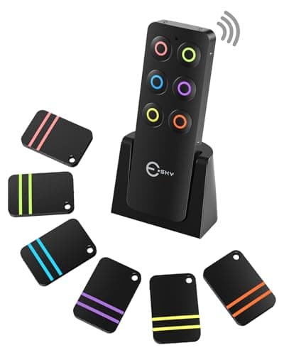 Esky Key Finder Locator with Sound, Stick-on TV Remote Control Finder, Item Locator Tags with 85dB Noise Sound 6 Receivers, Wallet Tracker Key Finders for Finding Keys, Remote Gift Idea - Image 1