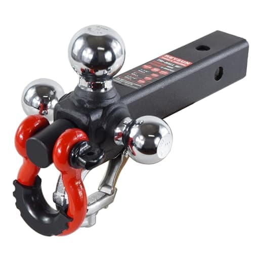REYSUN Trailer Hitch Tri-Ball Hitch with Rotatoble Tow Shackle and Tow Hook, fits for 2-inch Receiver, Chrome Trailer Ball… - Image 1
