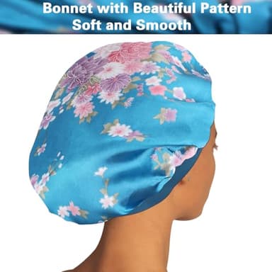 ROYBENS Satin Bonnet Hair Bonnet for Sleeping- 4 Pack Large Bonnets for Women with Elastic Soft Band for Curly Hair Braids - Image 3