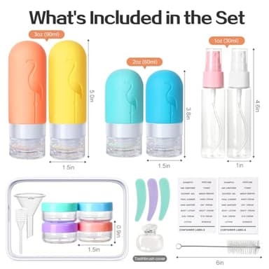 Vipop Empty 3 oz Travel Size Bottles Toiletries Containers for Toiletries Liquids,Small Silicone Mini Refillable Leak Proof TSA Approved Travel Bottles for Creams Shampoo and Conditioner Traveling - Image 2