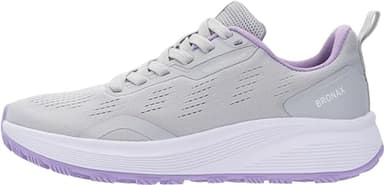 BRONAX Womens Wide Tennis Shoes Mesh Lace up Running Fitness Size 7w Sports Breathable Female Footwear Walking Rubber Sole Outdoor Athletics Sneakers Grey and Purple 38 - Image 5