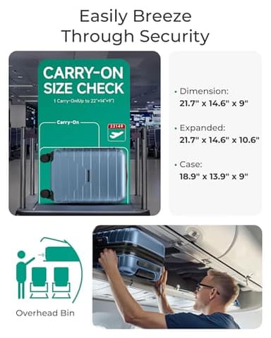 BAGSMART Carry On Luggage 22x14x9 Airline Approved with TSA Lock,20 Inch Lightweight Luggage with Spinner Wheels,100% PC Hard Shell Carry On Suitcases for Men Women,Royal Blue - Image 4