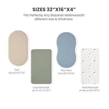 Konssy 2 Pack Muslin Bassinet Sheets for Baby Boy, 100% Cotton Soft Breathable Bassinet Mattress Sheets Fit for Hourglass Oval Cradle Rectangle Mattress (Star,Blue) - Image 6