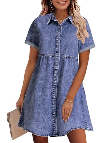 GRAPENT Fall Dresses for Women Party Dress Summer Casual Homecoming with Sleeves Cute Outfits Color Reef Blue Size Large 12 14 - Image 1