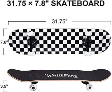WhiteFang Skateboards for Beginners, Complete Skateboard 31 x 7.88, 7 Layer Canadian Maple Double Kick Concave Standard and Tricks Skateboards for Kids and Beginners - Image 3