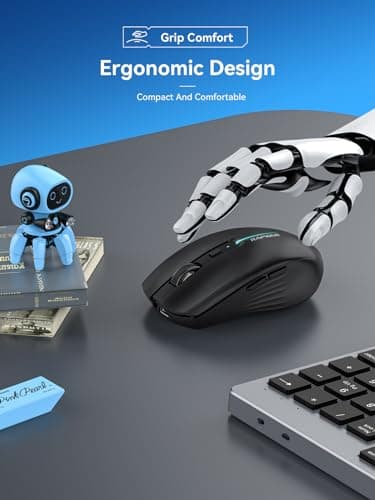 RAPIQUE Bluetooth Wireless Mouse - (BT1/BT2+USB) Tri-Mode High Performance, Rechargeable, Quiet Click, Multi-Device Compatibility for Laptop, Computer, MacBook, Tablet, PC (Black) - Image 2