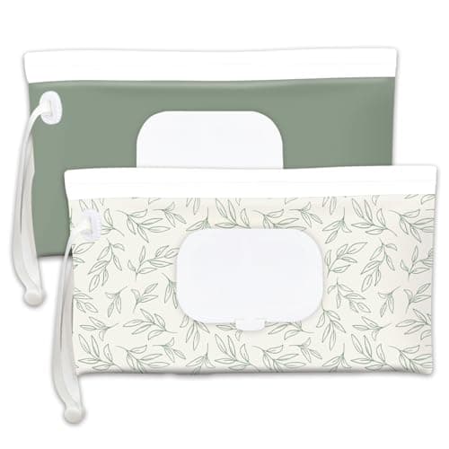 Baby wipes dispenser，portable baby wipes holder for outdoor, Refillable baby wipes container, on the go wet wipe pouch for travel, resuable wipes dispenser for hiking (sage) - Image 1