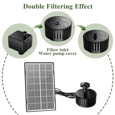 AISITIN 3.5W Solar Water Fountain, Solar Fountain Pump with 2025 New Glass Solar Panel and 4 Nozzles, Solar Water Pump for Bird Bath, Swimming Pool, Garden, Fish Tank and Ponds - Image 8