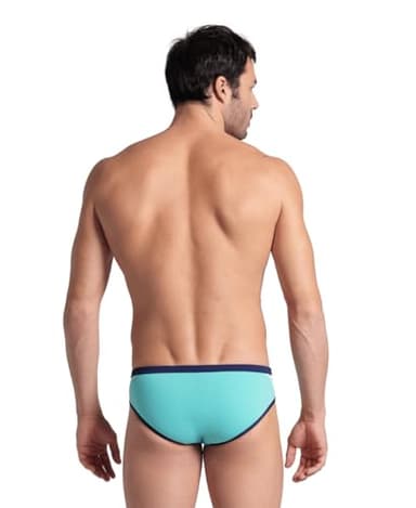 ARENA Men's Icons Swim Brief Solid MaxLife Athletic Swimwear Professional Training Swimsuit Trunk Sports Bathing Suit, Water/Navy, US Size 26 - Image 2