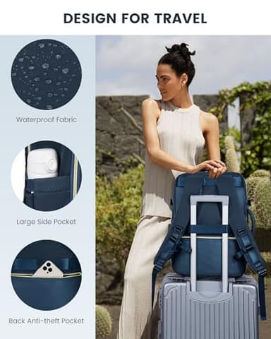 LOVEVOOK Travel Backpack For Women,50L Carry On Backpack Flight Approved,TSA Personal Item Travel Bag Fits 18 Inch Laptop,Business Weekender Overnight Daypack with Toiletry Bag and Cube,Dark Blue - Image 6