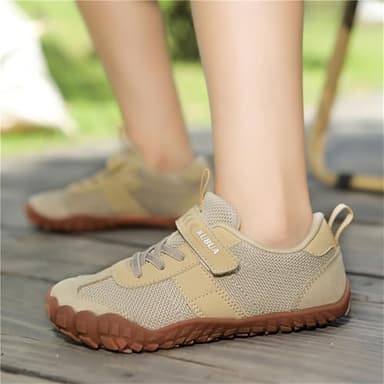 KUBUA Kids Barefoot Shoes Boys Girls Sneakers Lightweight Comfortable Tennis Shoes for School Gym Athletic Hiking Beige 6 Big Kid - Image 5