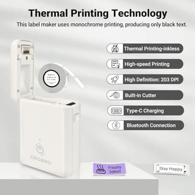 ORGBRO Label Maker Machine with Tape, X1 Portable Bluetooth Mini Label Printer, Support Pre-Cut & Continuous Label, Wireless Small Label Makers with Versatile App for School Home Office Organization - Image 4