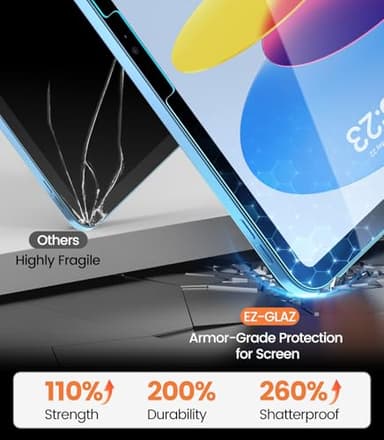 EZ-GLAZ-2 Pack Screen Protector for iPad 11th A16 11-in. /10th Generation 10.9-in. (2025/2022), 9H+ Hardness Tempered Glass with Easy Application Tray, Support Apple Pencil, Case Compatible, HD Clear - Image 5