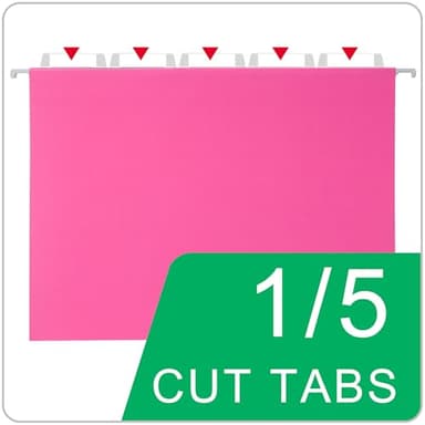 Pink Hanging File Folders,25 Packs Letter Size File Folder,Designed for Bulky Files,Filing Cabinet,1/5 Adjustable Tabs for Office,School,Home - Image 3