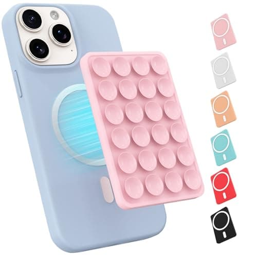 Magnetic Suction Phone Mount for MagSafe Case,Silicone Sticky Phone Grip Holder for iPhone,Removable Hands-Free Selfie/Video for TikTok & Instagram Influencer/Creator (Light Pink)