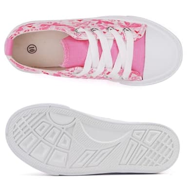 Toandon Toddler Girls Kids Sneakers Walking Shoes Lace Up Lightweight Low Top Adorable Sparkle Printed Butterfly Non-Slip Outdoor Pink Size 9 - Image 6