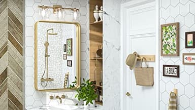 TokeShimi 20 x 30 Inch Gold Bathroom Wall Mirror Vanity Metal Frame Round Corner Rectangular for Home Decor Living Room Entryway (Horizontal/Vertical) - Image 3