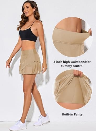 Aleumdr Women's Waistband Layered Swimdress Ruffle Swim Skirt Swimsuit Bottom(Available in Plus - Image 6