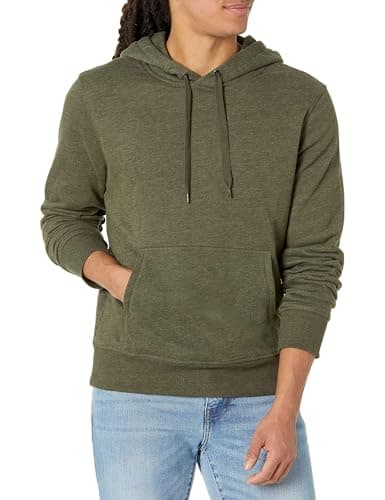 Amazon Essentials Men's Pullover Sweatshirt Hoodie, Big & Tall Options Available, Olive Heather, Large - Image 1