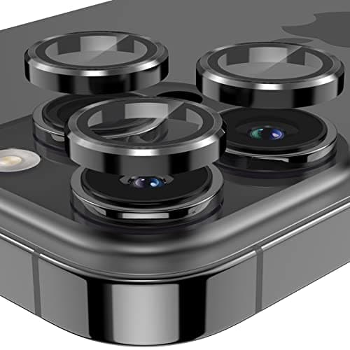 YWXTW Designed for iPhone 14 Pro Max Camera Lens Protector, for iPhone 14 Pro Camera Lens Protector, Individual Metal Anti Scratch HD Clear Case Friendly Tempered Glass Camera Cover, 1 Set (Graphite/Black) - Image 1